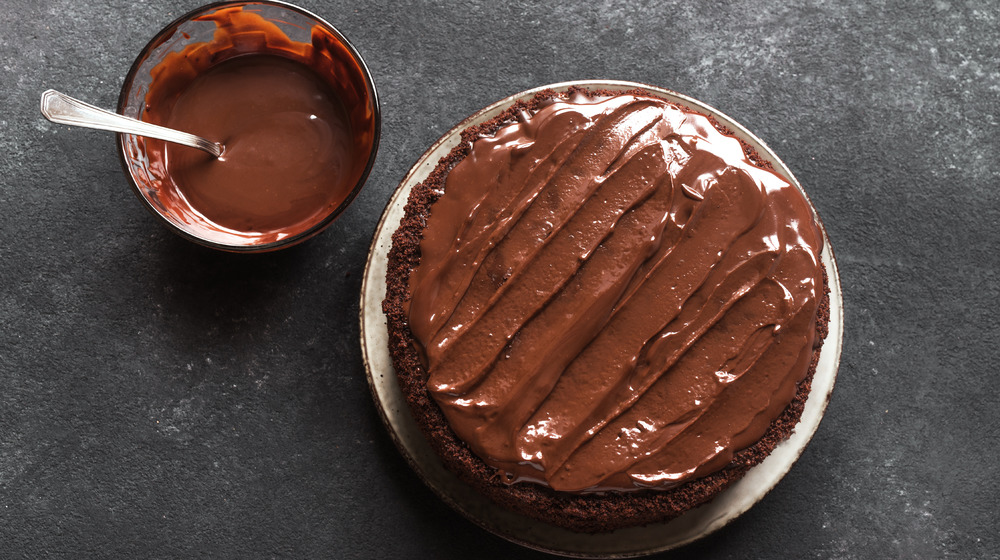 Chocolate ganache on cake