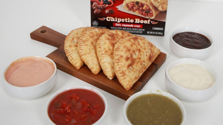 Frozen sandwiches with dipping sauces