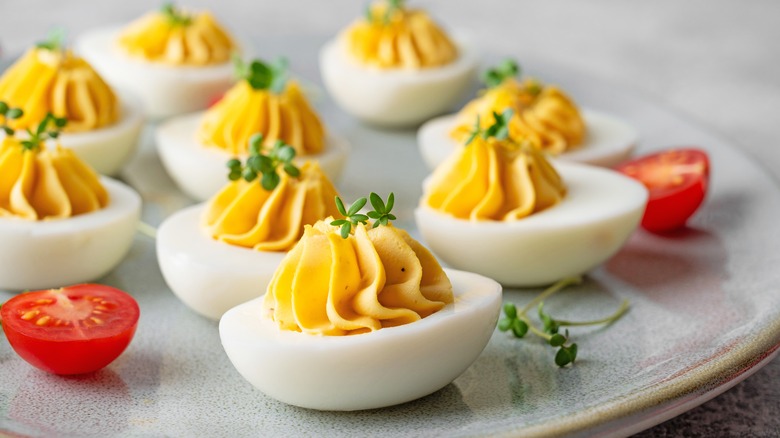 Plated deviled eggs