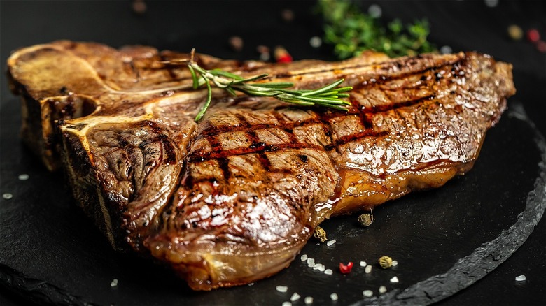 Porterhouse steak with garnish