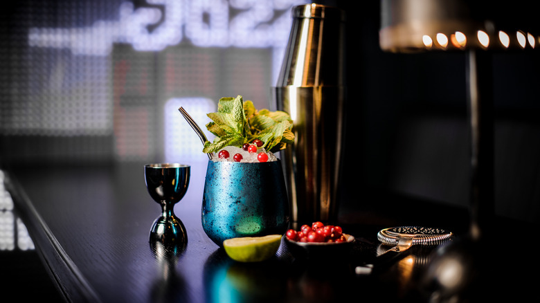 Cocktail on metal bar