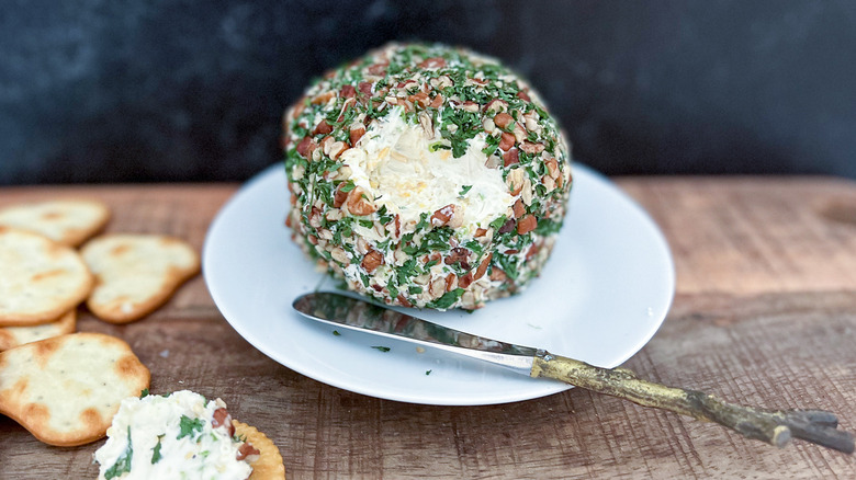 cheese ball on white plate