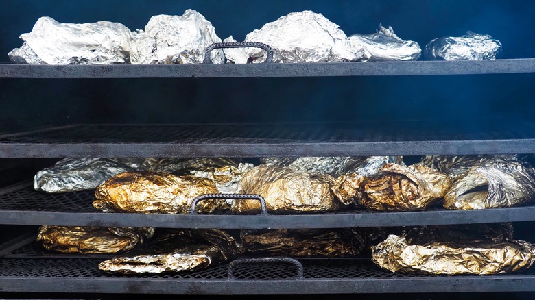 Brisket cooking in foil 