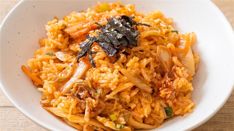 kimchi fried rice in bowl