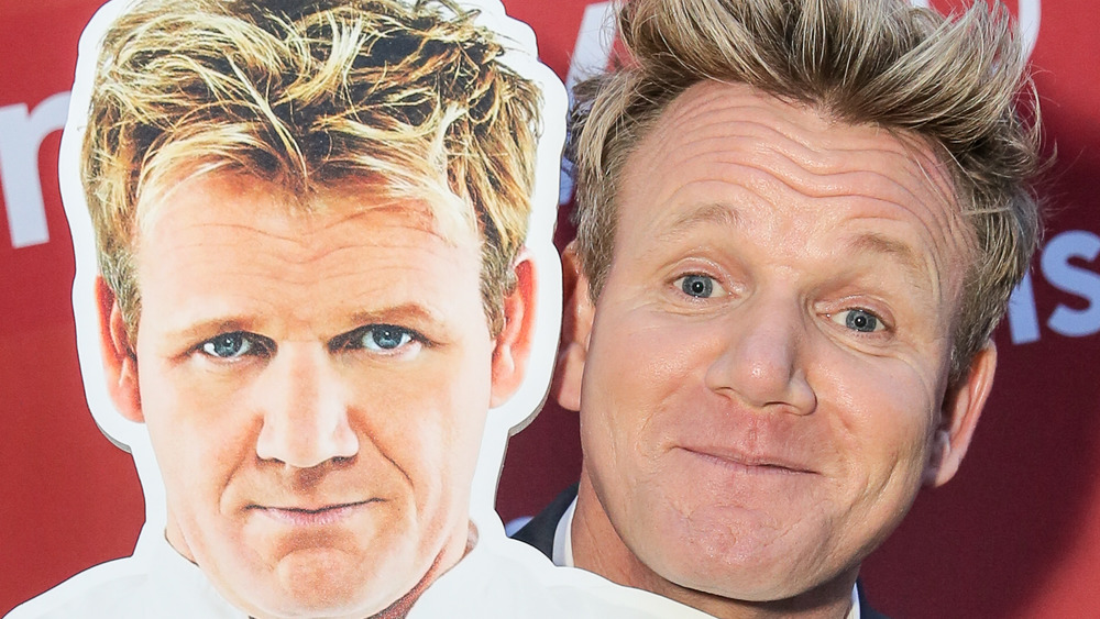 Gordon Ramsay with a cut out of his face
