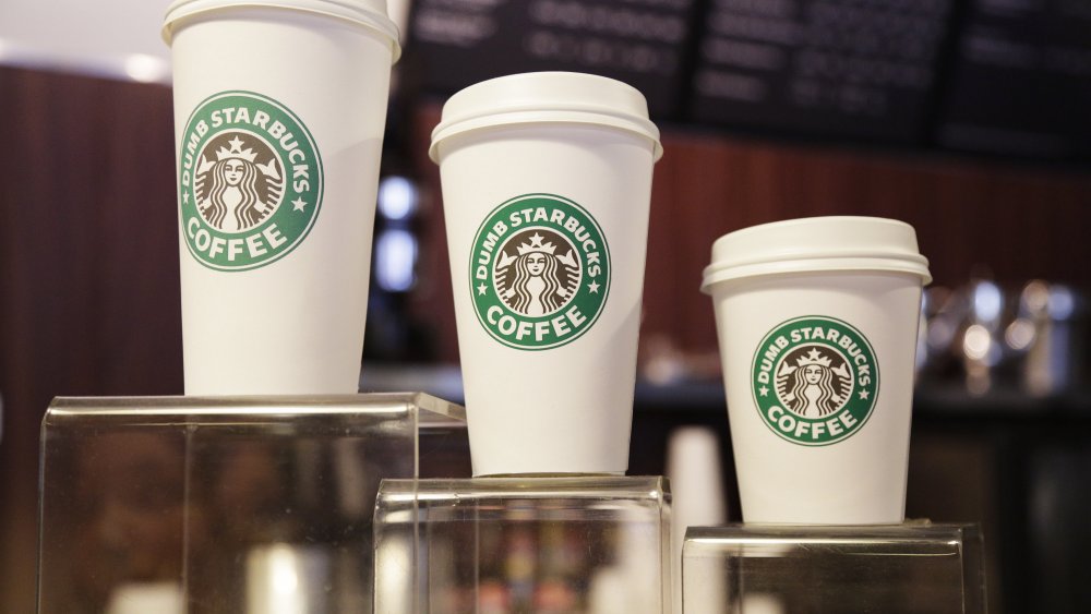 Starbucks paper cups in varying sizes