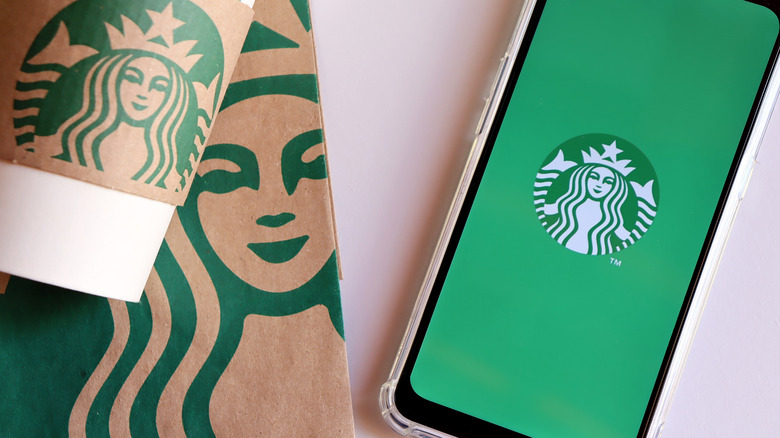 Starbucks logo on phone