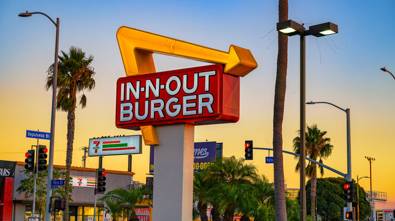 In-N-Out sign at sunset