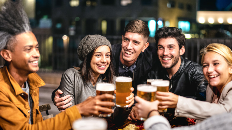 A group of friends drinking beer
