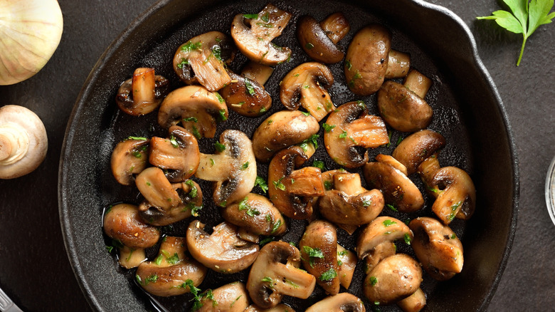 Mushrooms in pan