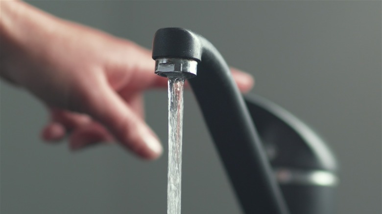 Water coming from a faucet