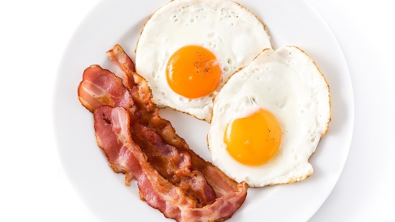 fried eggs and bacon