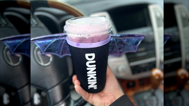 Dunkin Berrie Batty drink in holder