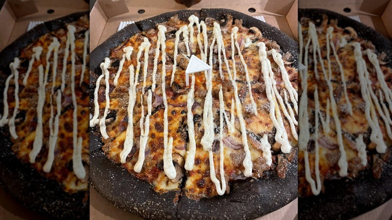 black Halloween Pizza Hut pizza