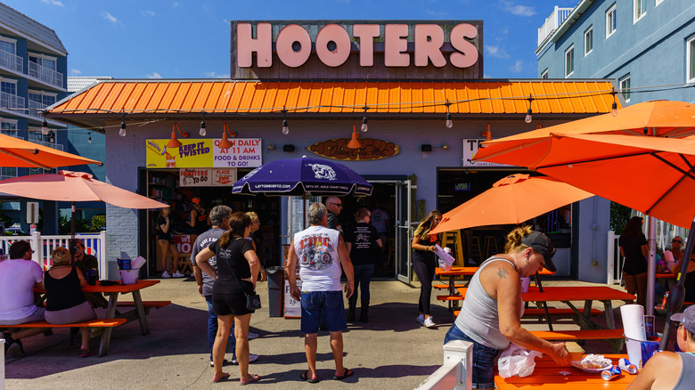 Customers outside Hooters