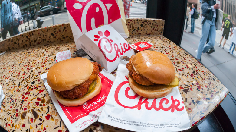 Chick-fil-A sandwiches on table