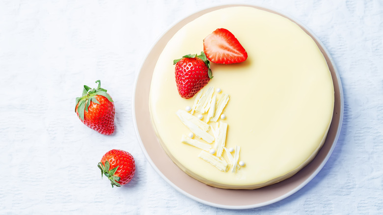 strawberry cake on table