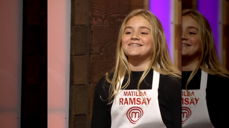 Tilly Ramsay wearing an apron on MasterChef Junior at age 12