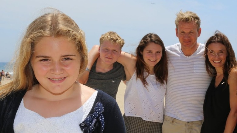 A teenage Tilly Ramsay pictured with her siblings and parents on Matilda and the Ramsay Bunch