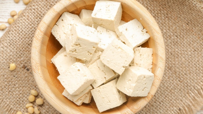 cubes of tofu in bowl
