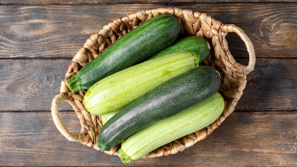 Zucchini in basket