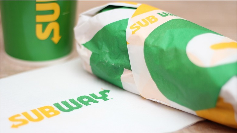 Subway sub and cup