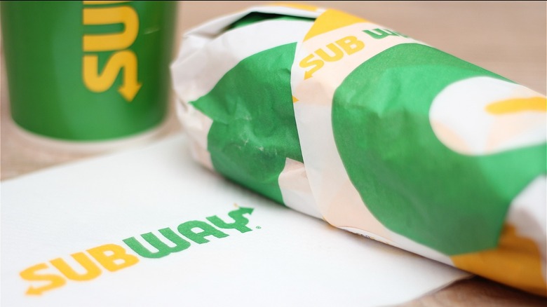 Subway sub and cup