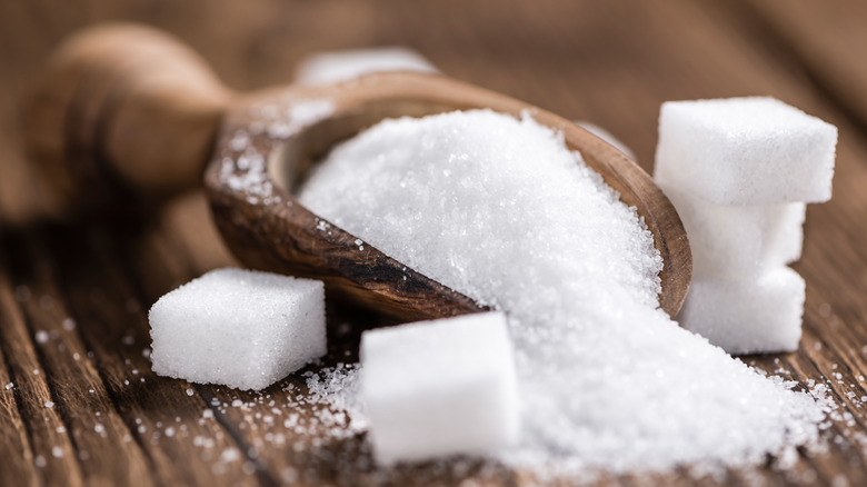 granulated and cubed white sugar