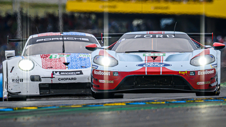 Race cars at Le Mans