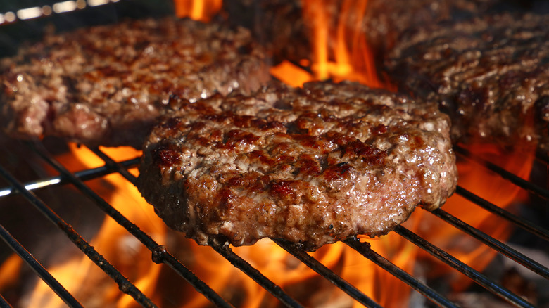 Burger patties on the grill