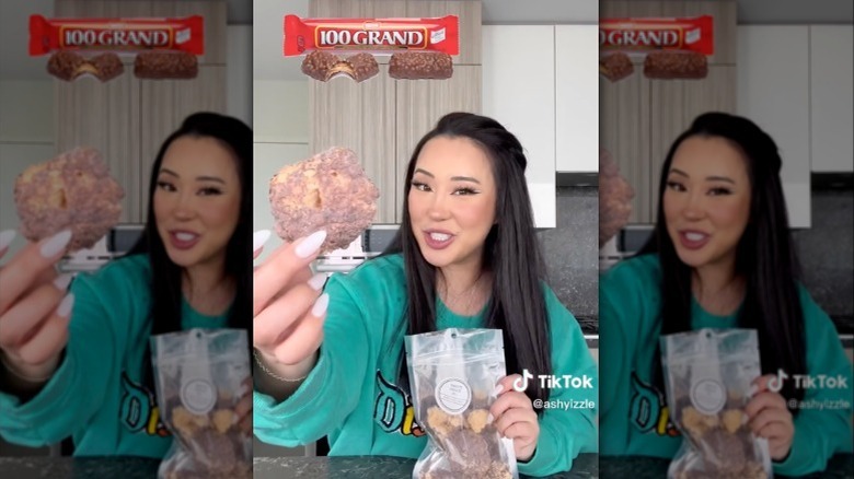 Ashley Yi holding freeze-dried candy