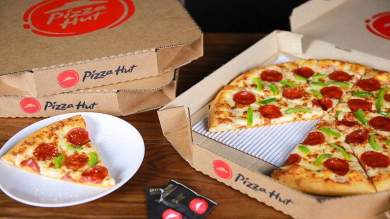 Pizza Hut pepperoni pizza boxes