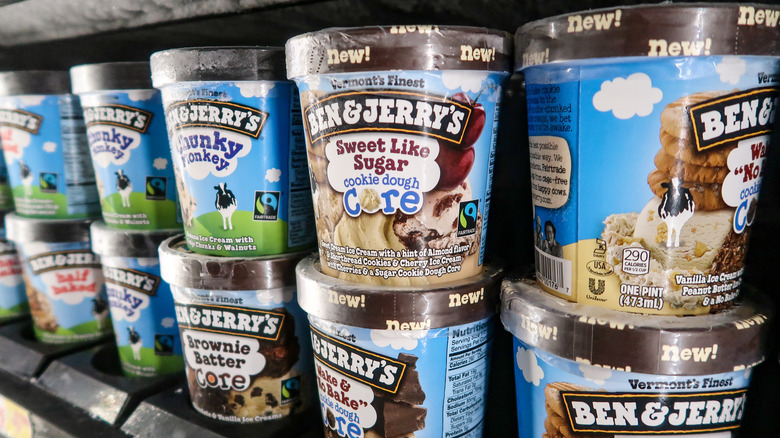 Ben and Jerry's ice cream in freezer section