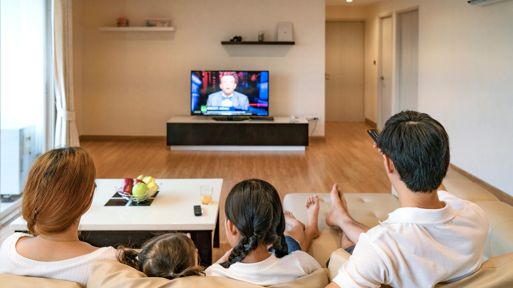 Family watching television