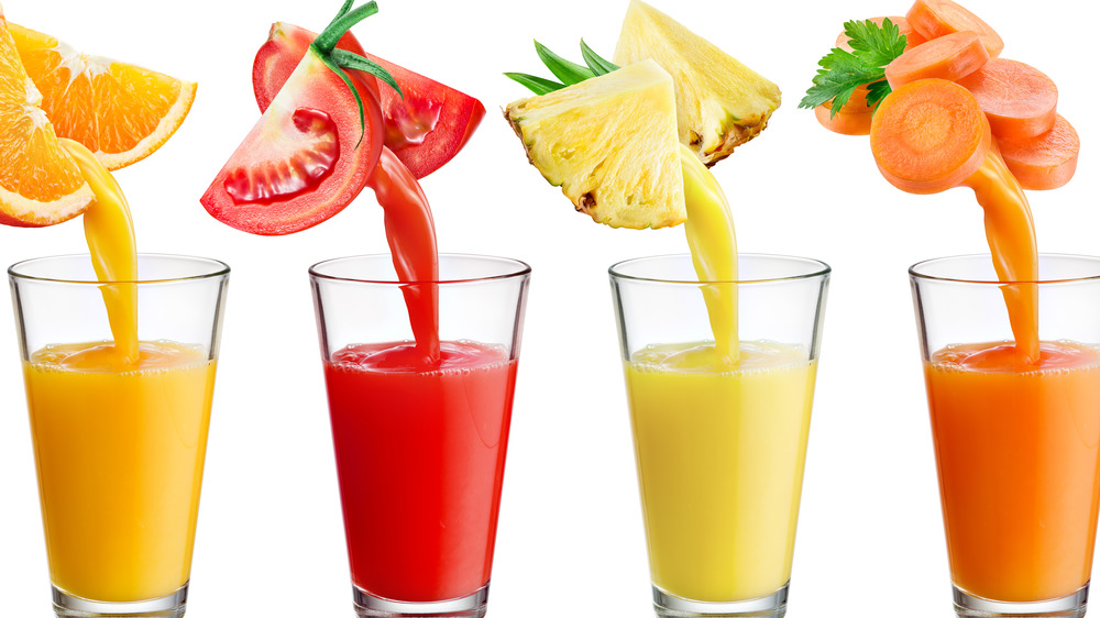 orange, tomato, pineapple, and carrot juices