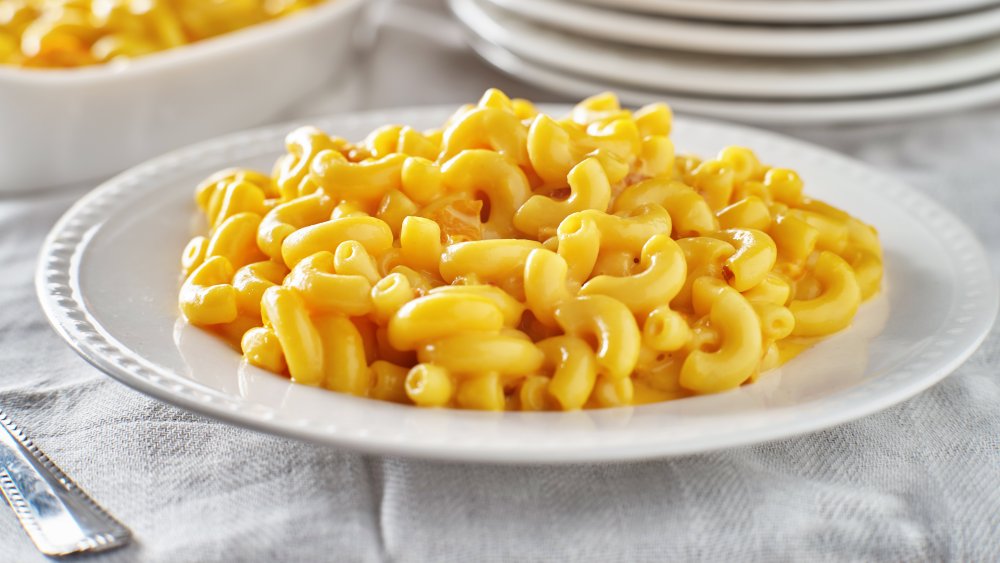 Macaroni and Cheese in a bowl on a table