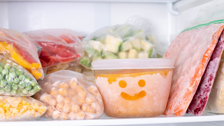 Healthy food stocked freezer