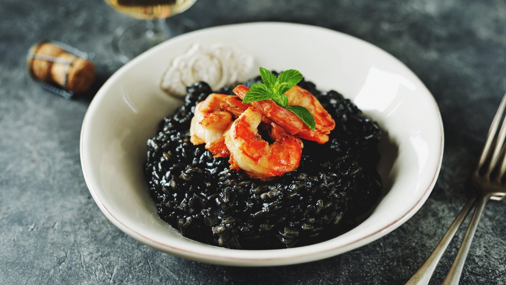 squid ink risotto with shrimp