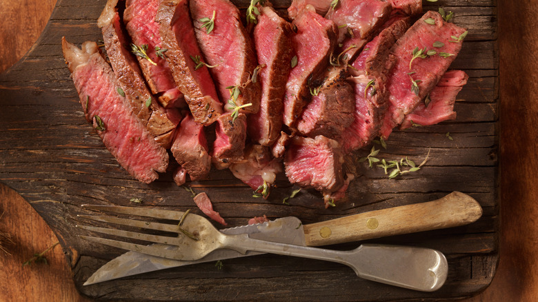 steak with knife and fork