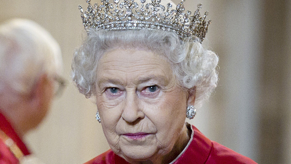 Queen Elizabeth wearing crown