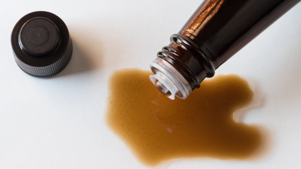 Worcestershire sauce spilled from the bottle 