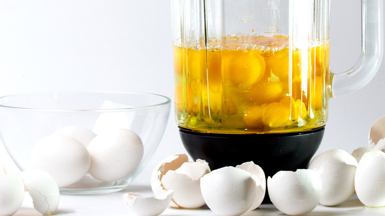 A blender full of raw eggs