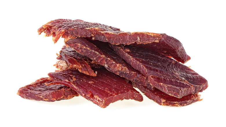 Beef jerky in a pile