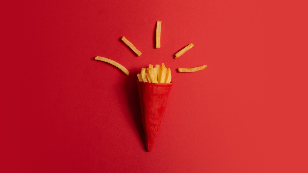 fiery red cone of french fries