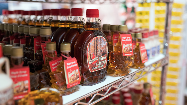 Maple Syrup bottles on display