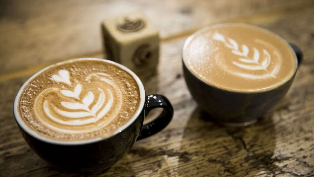 Fancy lattes with designs in the foam