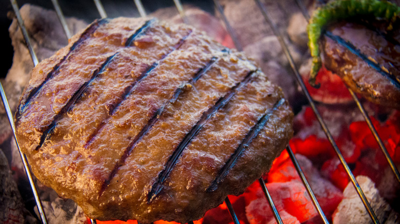 Burger patty on a grill
