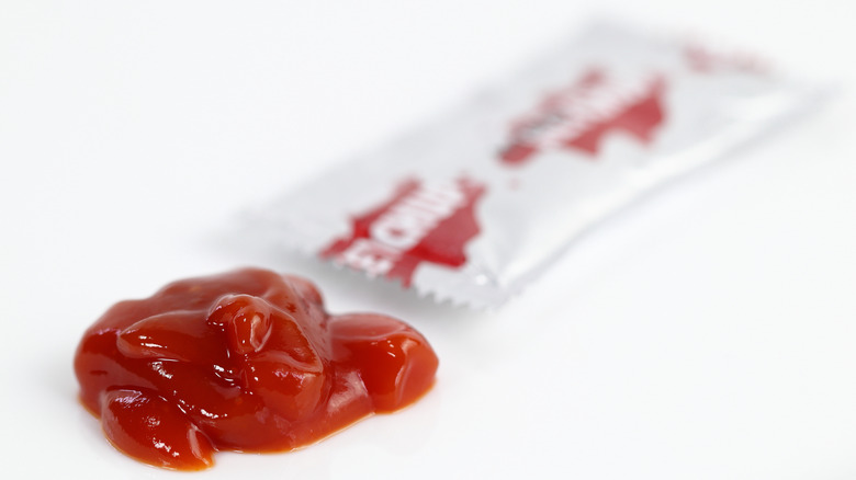 A pile of ketchup from a ketchup packet