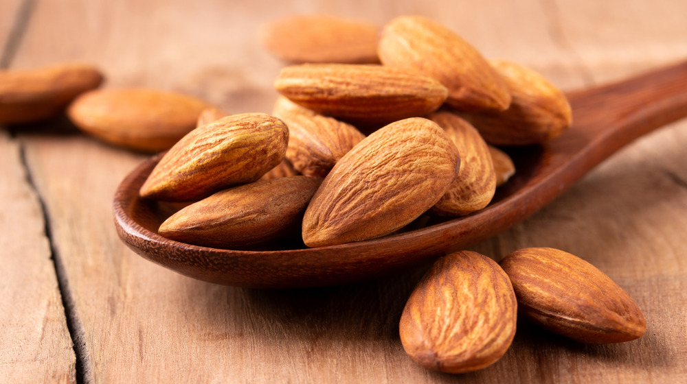 Almonds on a spoon