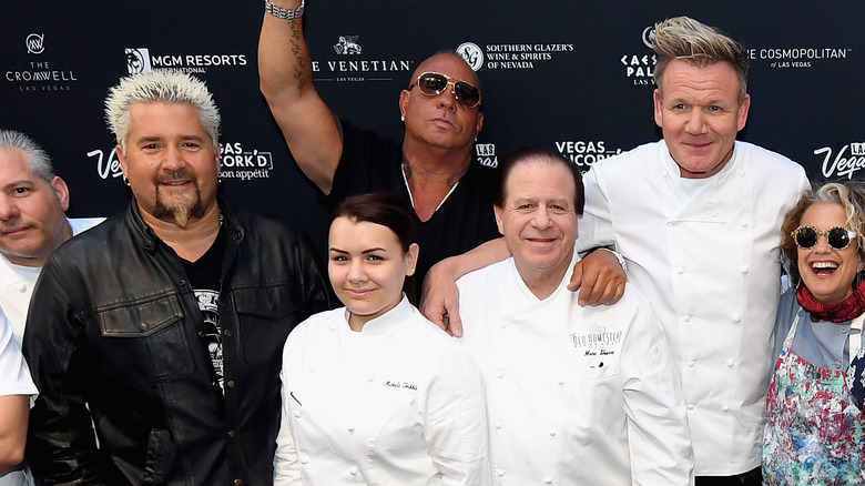 Gordon Ramsay, Guy Fieri, and others smile on red carpet in Las Vegas